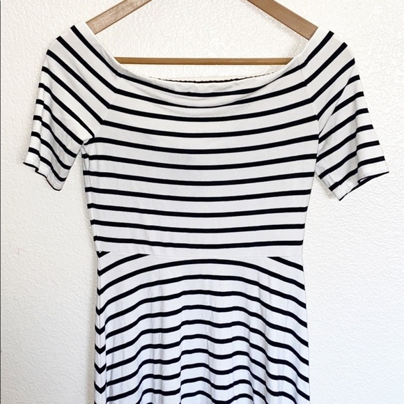 WHBM Striped Skater Off Shoulder Mini Dress - Picture 3 of 11
